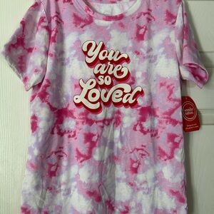 Wonder Nation Pink and White Tie-Dye Tee